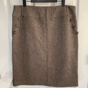 Tailor B. Moss Chocolate Brown Tweed Women's Skirt 14 Unlined Office Classic